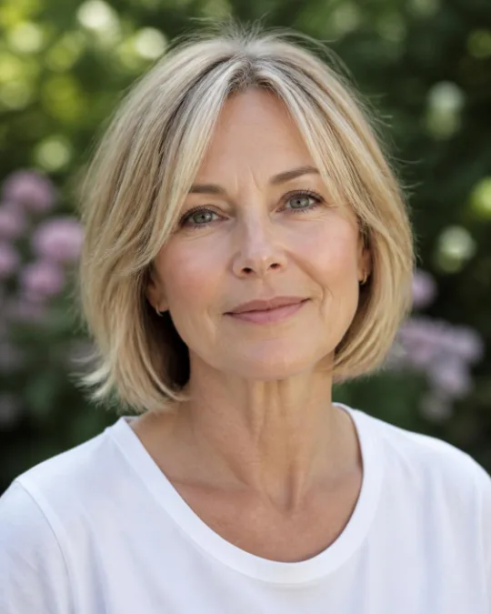 Soft blunt bob with face-framing pieces – Bobs for Women Over 50 With Fine or Thin Hair