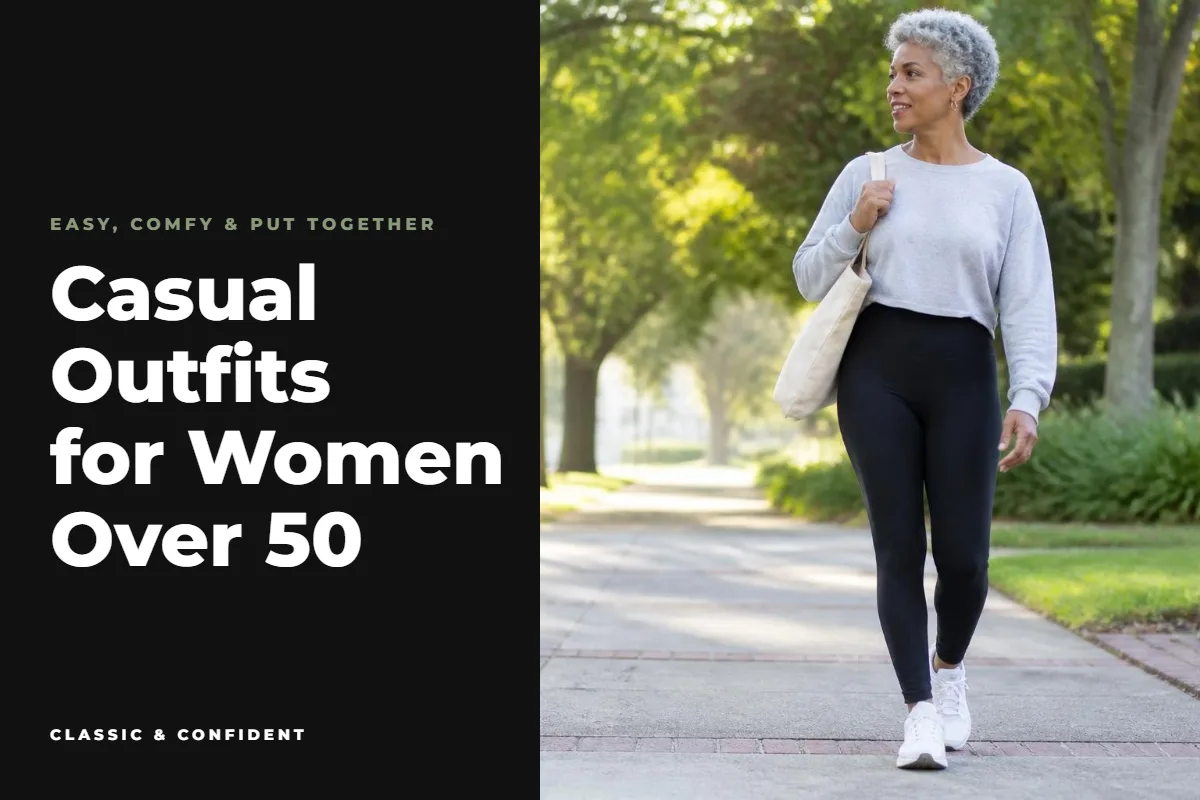Woman over 50 in leggings, a loose sweatshirt and cushioned trainers – Casual Outfits for Women Over 50
