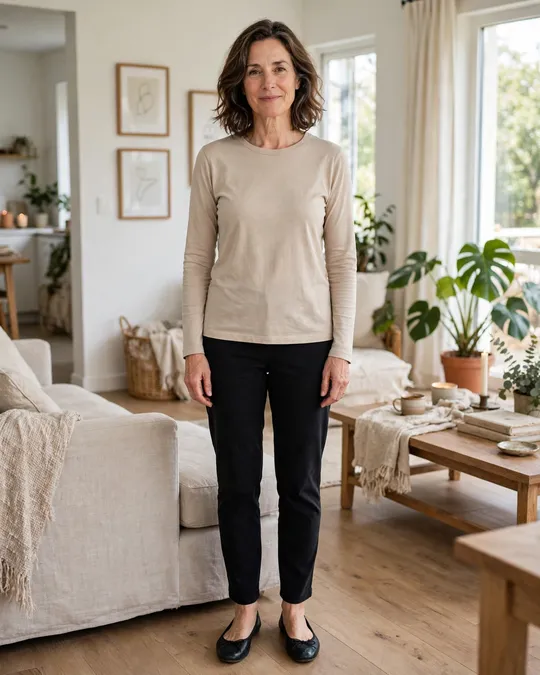 Ponte pull-on pants with a long-sleeve tee – Casual Outfits for Women Over 50