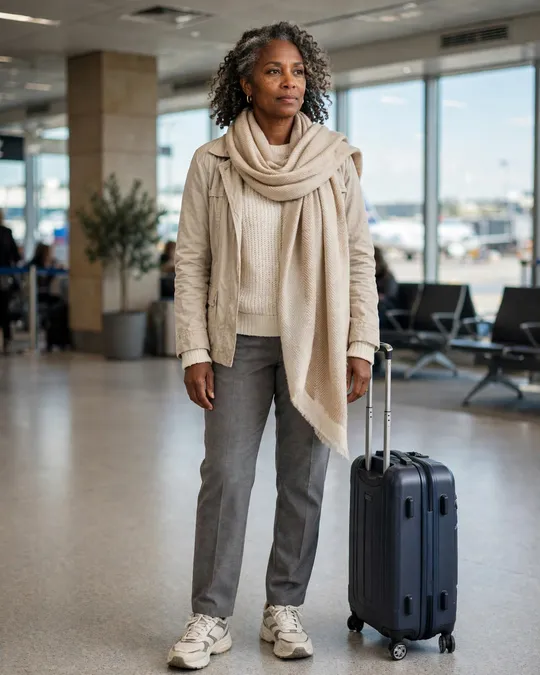 Airport layers in neutrals – Casual Outfits for Women Over 50