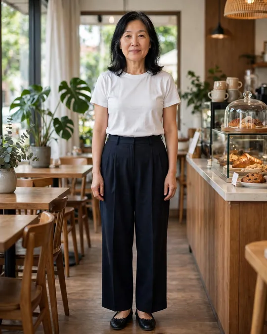 Wide-leg trousers and ballet flats – Casual Outfits for Women Over 50
