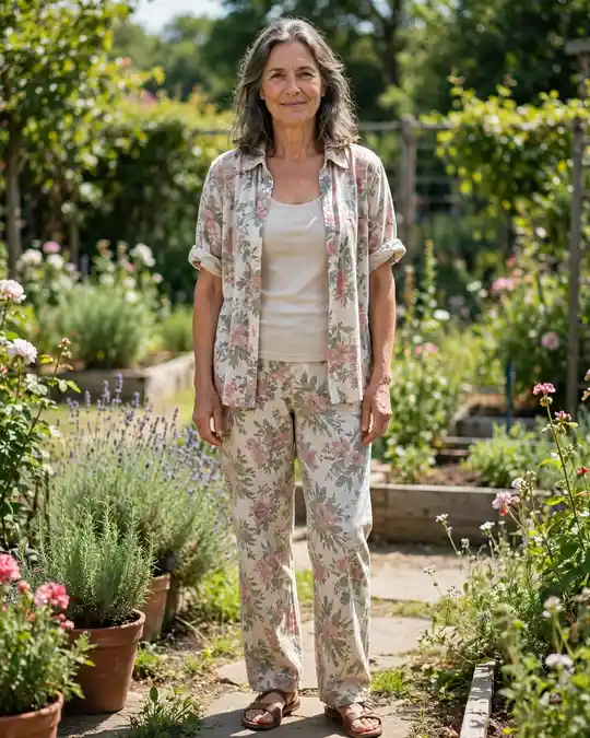 Printed shirt and trouser co-ord – Casual Outfits for Women Over 50
