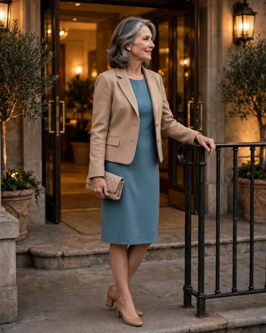 Crepe shift dress with a jacket – Dresses for Women Over 60