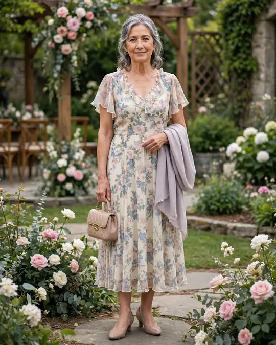 Chiffon midi dress for weddings – Dresses for Women Over 60