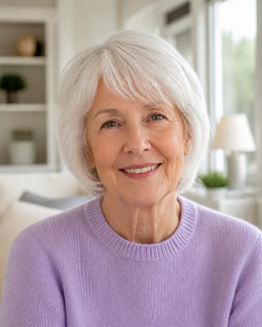 Layered bob with side bangs – Hairstyles for Women Over 70 With Fine or Thin Hair