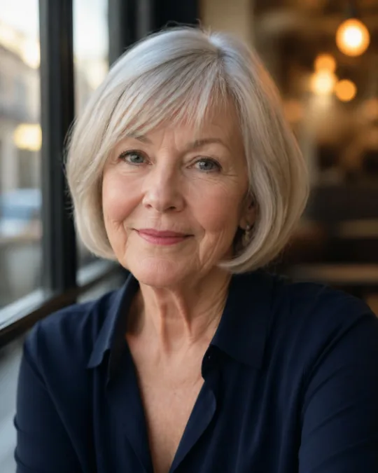 Graduated bob that grazes the chin – Hairstyles for Women Over 70 With Fine or Thin Hair