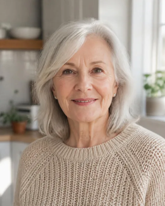 Natural shoulder-length cut with subtle layers – Hairstyles for Women Over 70 With Fine or Thin Hair
