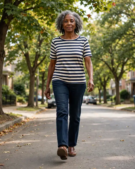 Dark straight jeans, striped boatneck and loafers – Outfits for Women Over 60