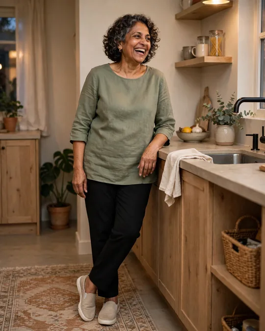 Ponte pull-on trousers with a tunic top – Outfits for Women Over 60