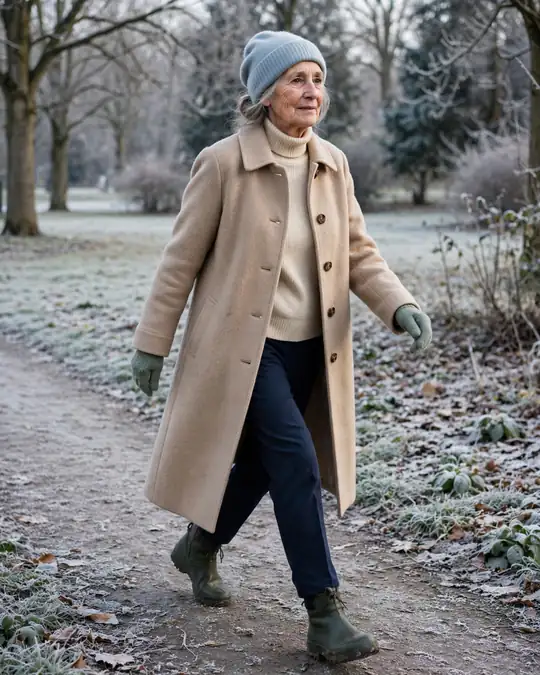 Long wool car coat, turtleneck and trousers – Outfits for Women Over 70