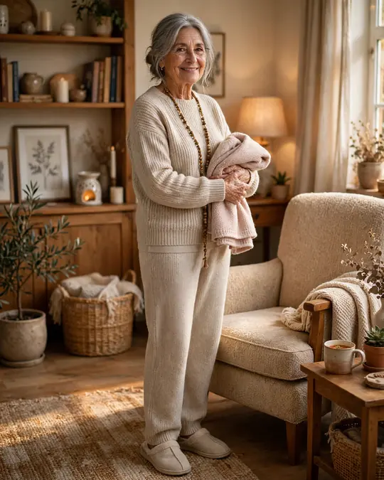 Knit set with slip-on shoes – Outfits for Women Over 70
