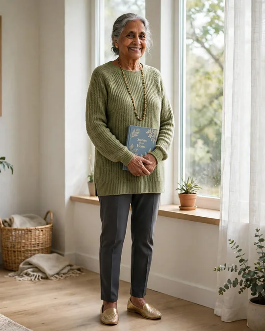 Tunic sweater with slim ponte trousers – Outfits for Women Over 70