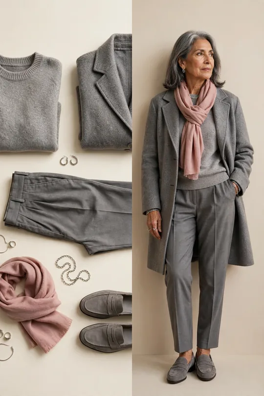 Silver-grey monochrome outfit – Outfits for Women Over 70